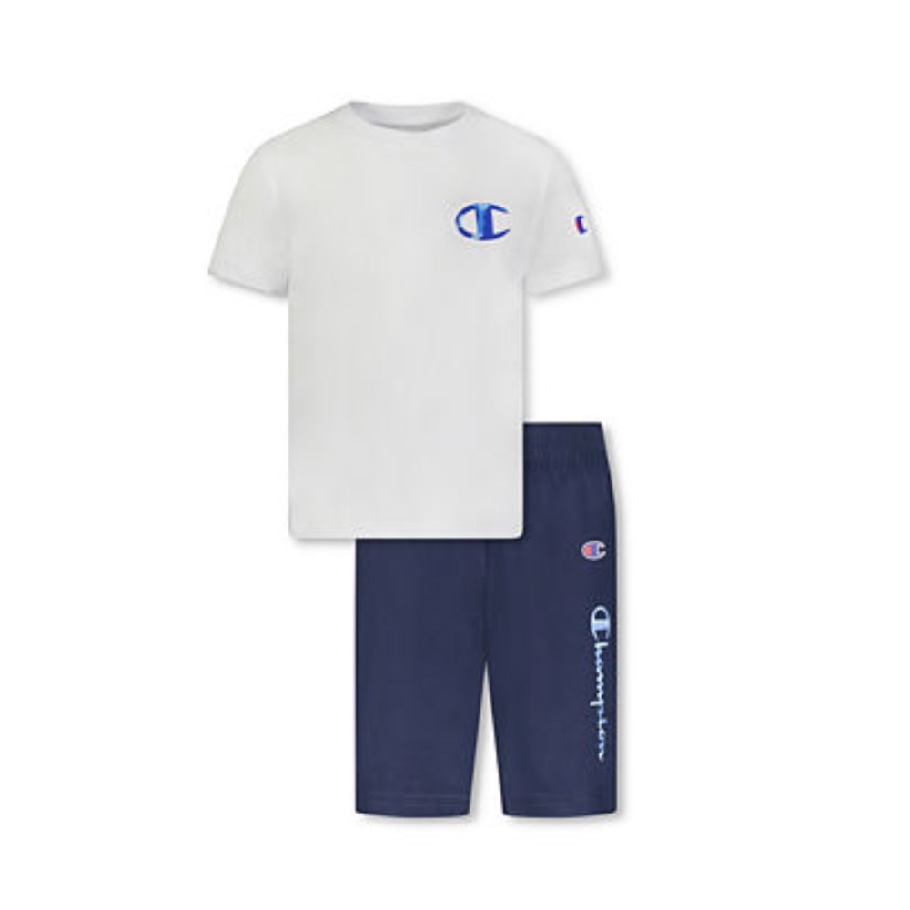 Champion Little Boys 2pc Short Set
Color: White Navy